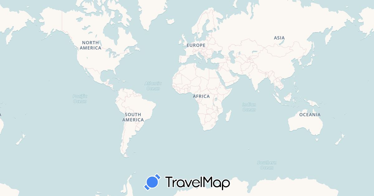 TravelMap itinerary: plane, cycling, hiking in Germany, Poland (Europe)